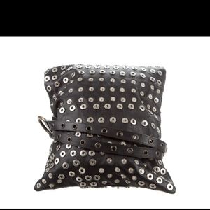 Dolce And Gabbana Black LeatherSnap Covered Leather Crossbody Bag Purse Tote